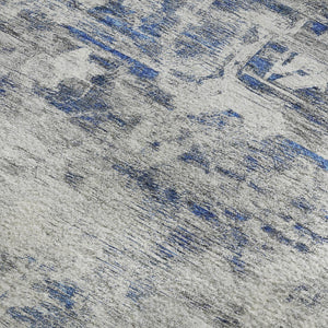 HomeRoots 5' X 8' Blue Gray Silver Floral Area Rug - Washable, UV Protected, Durable, Stain Resistant Design 693290