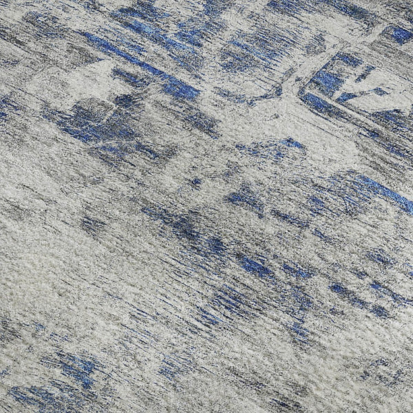 HomeRoots 5' X 8' Blue Gray Silver Floral Area Rug - Washable, UV Protected, Durable, Stain Resistant Design 693290