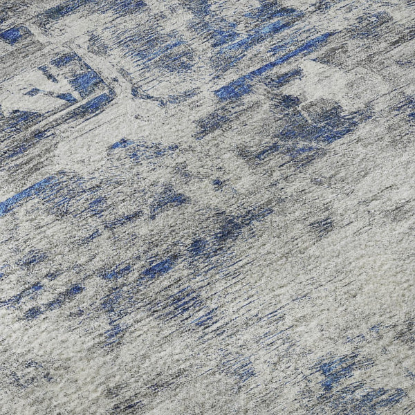 HomeRoots 10' X 14' Blue Gray Silver Floral Area Rug - Washable, UV Protected, Non-Slip & Stain Resistant Comfort 693294