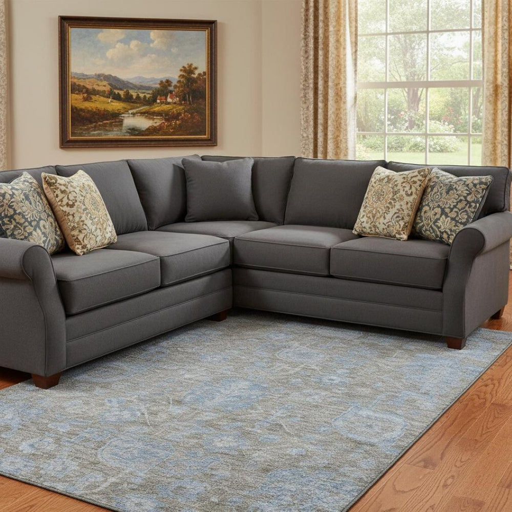 HomeRoots 8' Gray and Blue Floral Area Rug – Washable, UV-Resistant, Stain-Proof & Perfect for High-Traffic Spaces 693298