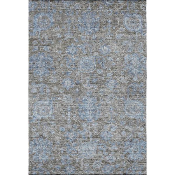 HomeRoots 8' Gray and Blue Floral Area Rug – Washable, UV-Resistant, Stain-Proof & Perfect for High-Traffic Spaces 693298
