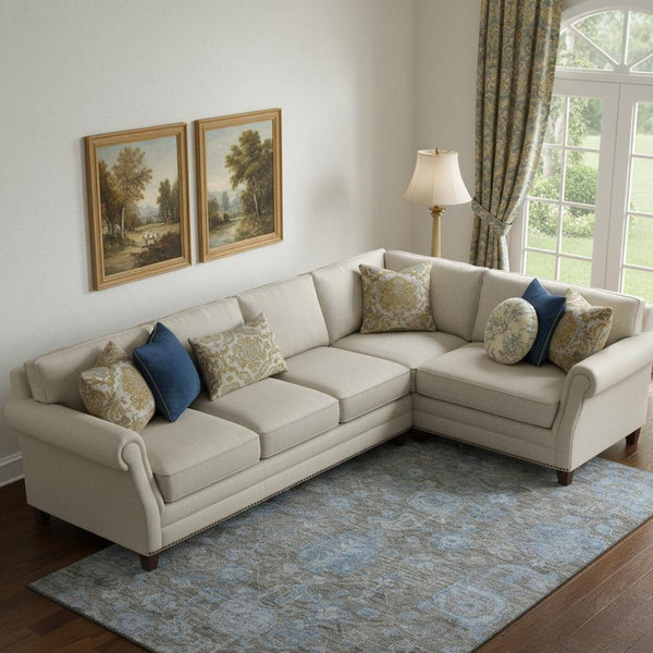 HomeRoots 10' Gray and Blue Floral Area Rug - Washable, Durable, UV-Protected for Stylish Living Spaces! 693300