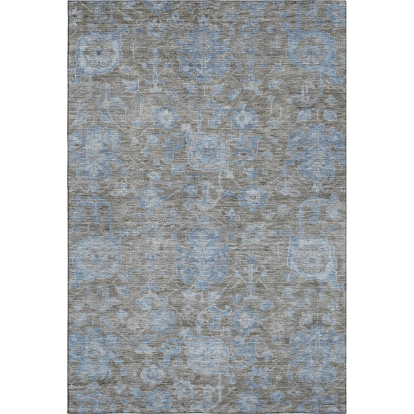 HomeRoots 10' Gray and Blue Floral Area Rug - Washable, Durable, UV-Protected for Stylish Living Spaces! 693300