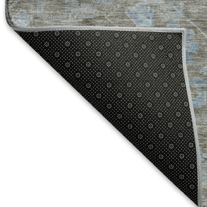 HomeRoots 10' Gray and Blue Floral Area Rug - Washable, Durable, UV-Protected for Stylish Living Spaces! 693300