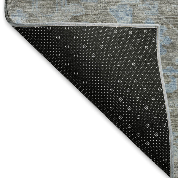 HomeRoots 10' Gray and Blue Floral Area Rug - Washable, Durable, UV-Protected for Stylish Living Spaces! 693300