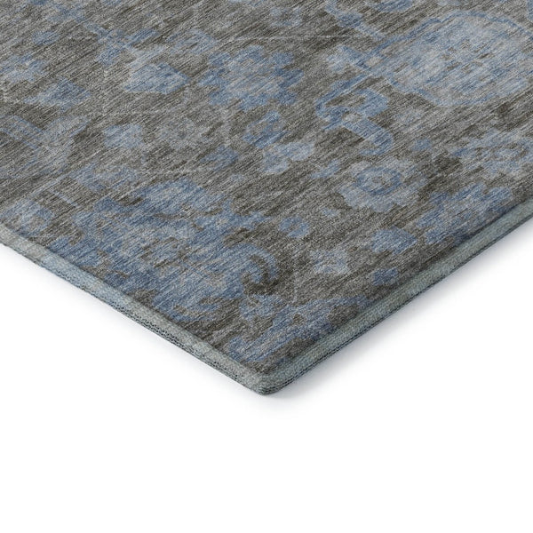 HomeRoots 10' Gray and Blue Floral Area Rug - Washable, Durable, UV-Protected for Stylish Living Spaces! 693300