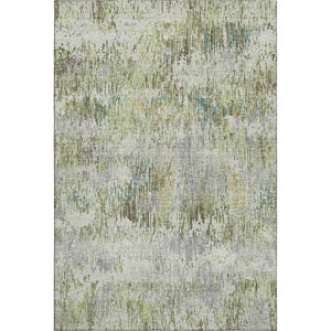 HomeRoots 5' X 8' Artichoke Green Striped Area Rug – Washable, UV-Protected, Stain-Resistant for Any Space 693302