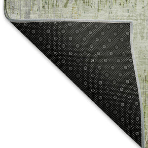 HomeRoots 5' X 8' Artichoke Green Striped Area Rug – Washable, UV-Protected, Stain-Resistant for Any Space 693302