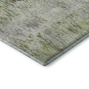 HomeRoots 5' X 8' Artichoke Green Striped Area Rug – Washable, UV-Protected, Stain-Resistant for Any Space 693302