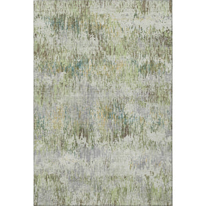 HomeRoots 5' X 8' Artichoke Green Striped Area Rug – Washable, UV-Protected, Stain-Resistant for Any Space 693302