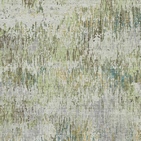HomeRoots 10' Artichoke Green Striped Area Rug - Washable, UV Protected & Stain Resistant for High-Traffic Use 693306