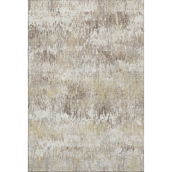 HomeRoots 8' Ivory Beige & Brown Striped Washable Area Rug - Durable, UV Protected & Perfect for High-Traffic Homes 693310
