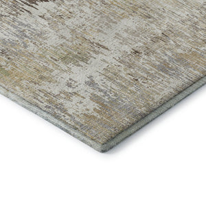 HomeRoots 8' Ivory Beige & Brown Striped Washable Area Rug - Durable, UV Protected & Perfect for High-Traffic Homes 693310