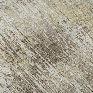 HomeRoots 8' Ivory Beige & Brown Striped Washable Area Rug - Durable, UV Protected & Perfect for High-Traffic Homes 693310