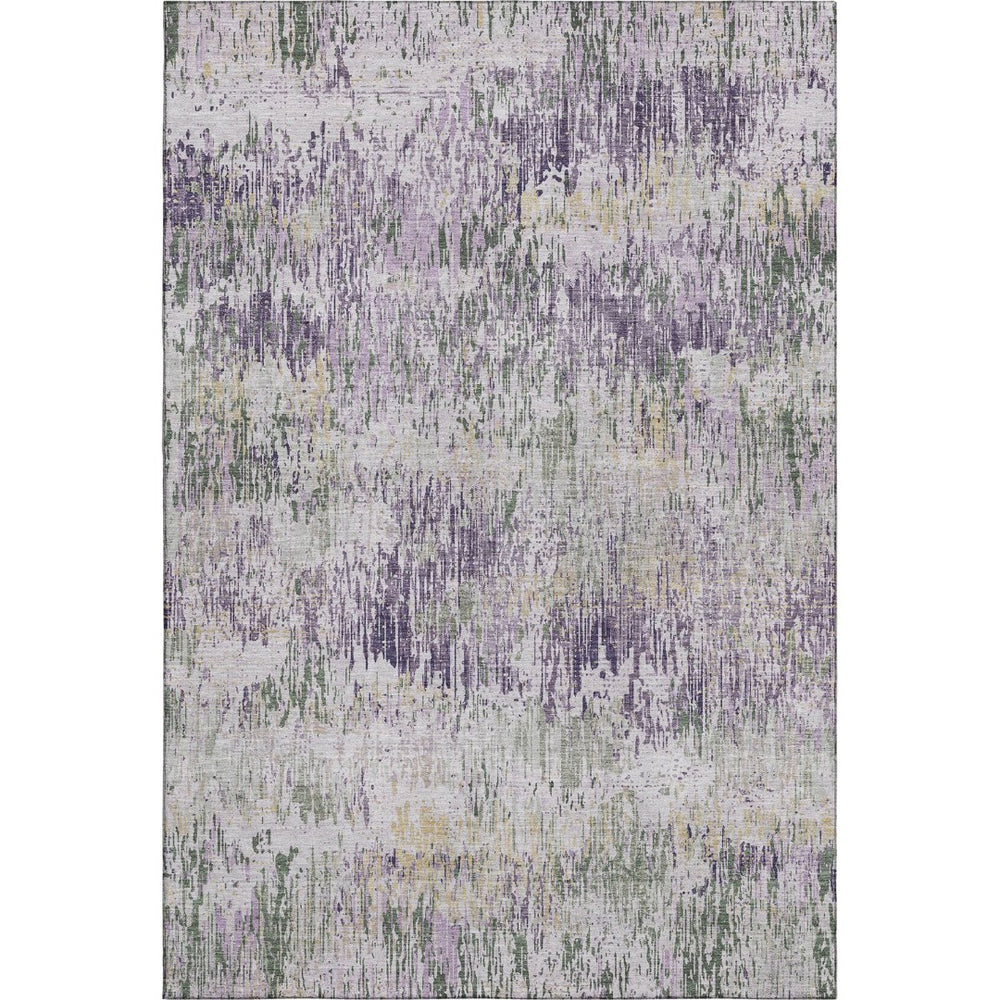 HomeRoots 5' X 8' Stylish Lavender Ivory Green Striped Rug - Durable, Washable, UV Protected, Ideal for Any Room! 693314