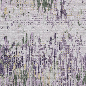 HomeRoots 5' X 8' Stylish Lavender Ivory Green Striped Rug - Durable, Washable, UV Protected, Ideal for Any Room! 693314