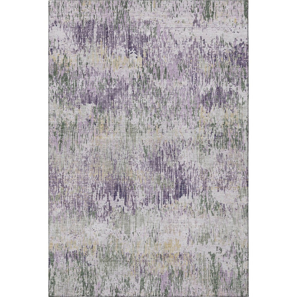 HomeRoots 8' Stylish Lavender Striped Washable Area Rug with UV Protection for Family-Friendly Spaces 693316