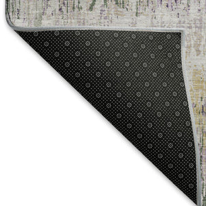 HomeRoots 10' Stylish Lavender, Ivory & Green Striped Washable Area Rug with UV Protection for Busy Homes 693318