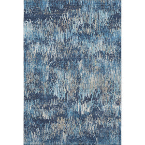 HomeRoots 10' Navy Blue, Ivory & Gray Striped Washable Area Rug – UV Protected, Durable & Easy Care for Homes! 693324