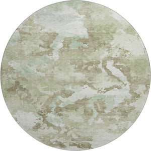 HomeRoots 8' Artichoke Green Round Rug - Washable, UV-Protected, Durable, and Stylish for Modern Spaces 693327