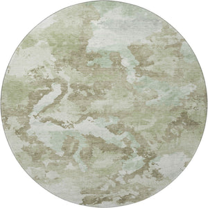 HomeRoots 8' Artichoke Green Round Rug - Washable, UV-Protected, Durable, and Stylish for Modern Spaces 693327
