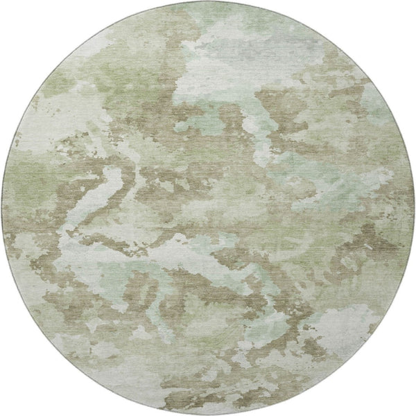 HomeRoots 8' Artichoke Green Round Rug - Washable, UV-Protected, Durable, and Stylish for Modern Spaces 693327
