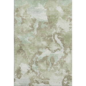 HomeRoots 8' Artichoke Green Abstract Area Rug – Modern Washable Design with UV Protection for Pets & Kids 693328