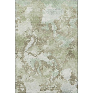 HomeRoots 9' X 12' Artichoke Green Abstract Area Rug – Washable, UV Protected, Durable for High-Traffic Spaces 693329
