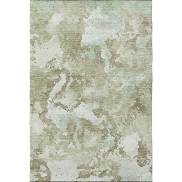 HomeRoots 9' X 12' Artichoke Green Abstract Area Rug – Washable, UV Protected, Durable for High-Traffic Spaces 693329