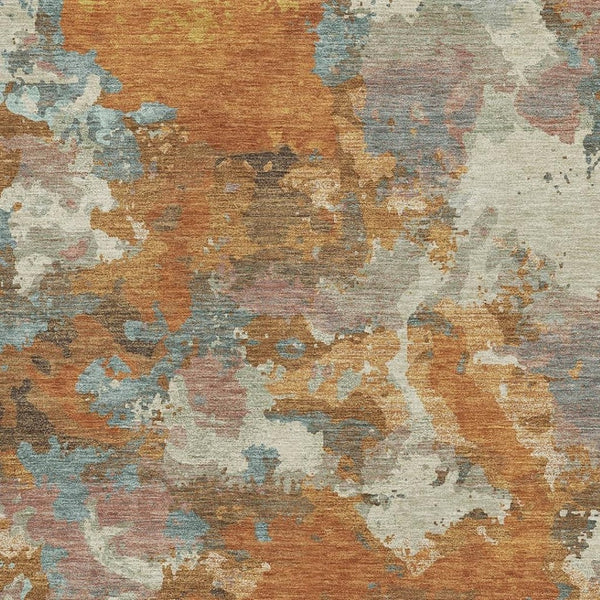 HomeRoots 5' X 8' Copper Taupe And Orange Abstract Area Rug - Washable, UV Protected, Stylish & Durable Design 693332