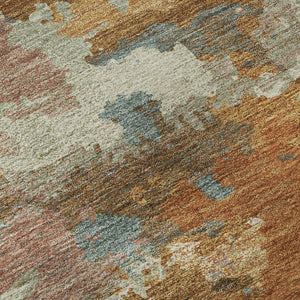 HomeRoots 8' X 8' Modern Abstract Round Rug in Copper, Taupe & Orange - Washable, UV Protected & Stain Resistant 693333