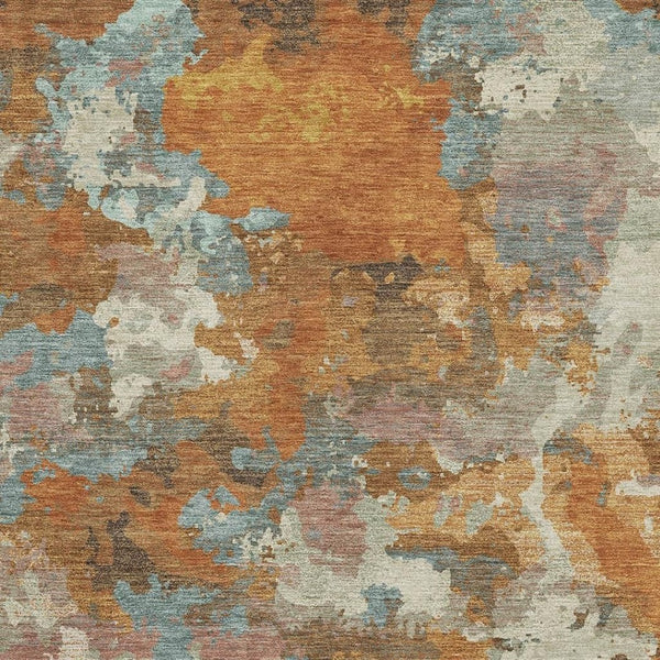 HomeRoots 8' Copper Taupe and Orange Abstract Area Rug - Washable, Stain Resistant, UV Protected Comfort! 693334
