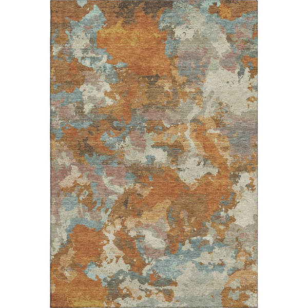 HomeRoots 9' X 12' Abstract Washable Area Rug in Copper & Taupe - UV Protected, Durable, Pet-Friendly Design 693335