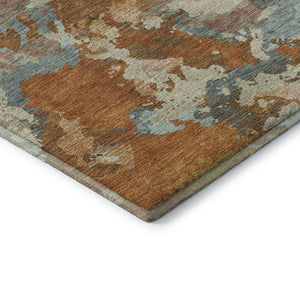 HomeRoots 9' X 12' Abstract Washable Area Rug in Copper & Taupe - UV Protected, Durable, Pet-Friendly Design 693335