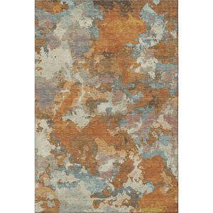 HomeRoots 9' X 12' Abstract Washable Area Rug in Copper & Taupe - UV Protected, Durable, Pet-Friendly Design 693335