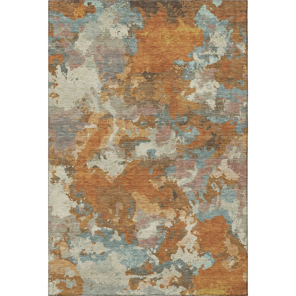 HomeRoots 9' X 12' Abstract Washable Area Rug in Copper & Taupe - UV Protected, Durable, Pet-Friendly Design 693335