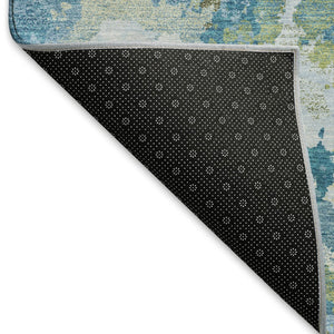 HomeRoots 10' Modern Abstract Denim Blue and Ivory Area Rug - Durable, Washable, UV Protected for Homes 693342