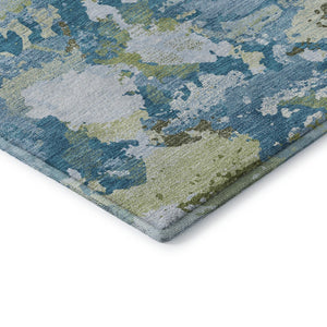 HomeRoots 10' Modern Abstract Denim Blue and Ivory Area Rug - Durable, Washable, UV Protected for Homes 693342