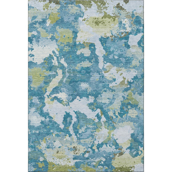 HomeRoots 10' Modern Abstract Denim Blue and Ivory Area Rug - Durable, Washable, UV Protected for Homes 693342