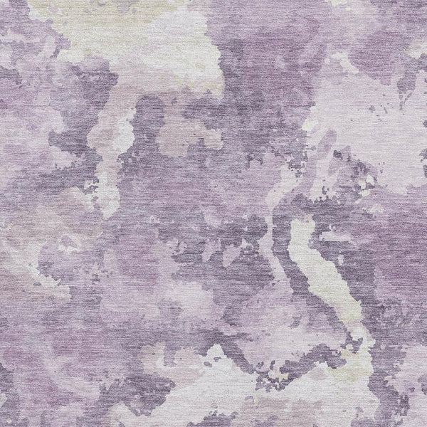 HomeRoots 5' X 8' Abstract Lavender & Ivory Washable Area Rug - UV Protected, Stain Resistant, Non-Slip! 693344