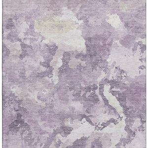 HomeRoots 5' X 8' Abstract Lavender & Ivory Washable Area Rug - UV Protected, Stain Resistant, Non-Slip! 693344
