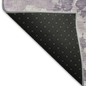 HomeRoots 8' X 8' Stylish Lavender & Ivory Abstract Washable Round Rug with UV Protection for Any Room 693345