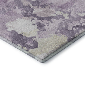 HomeRoots 8' X 8' Stylish Lavender & Ivory Abstract Washable Round Rug with UV Protection for Any Room 693345