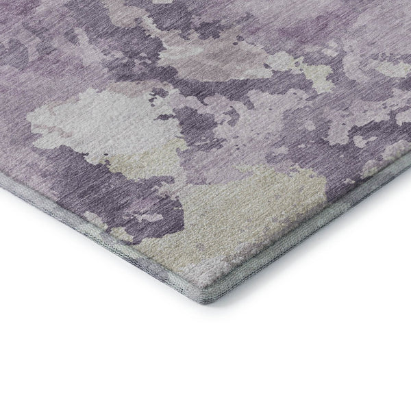 HomeRoots 8' X 8' Stylish Lavender & Ivory Abstract Washable Round Rug with UV Protection for Any Room 693345