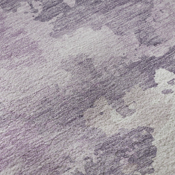 HomeRoots 8' X 8' Stylish Lavender & Ivory Abstract Washable Round Rug with UV Protection for Any Room 693345