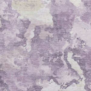 HomeRoots 8' Lavender and Ivory Abstract Area Rug - Durable, Washable, UV-Protected for Modern Living Spaces 693346