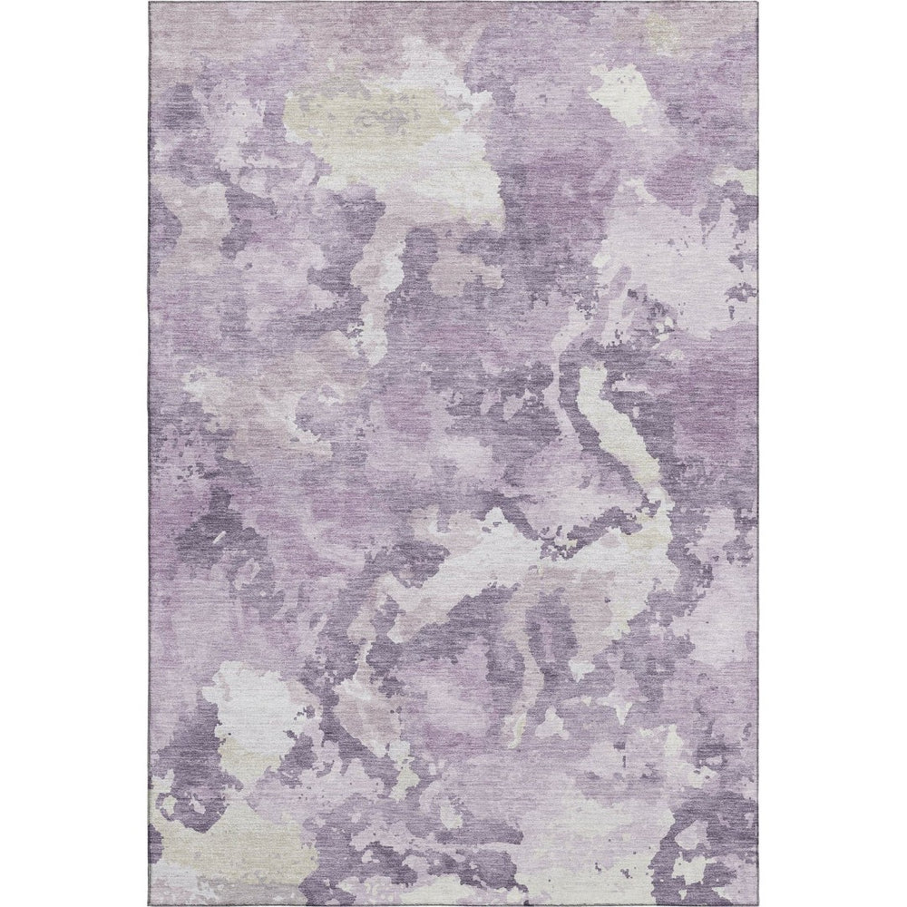 HomeRoots 10' X 14' Elegant Lavender and Ivory Abstract Washable Area Rug with UV Protection for Modern Spaces 693348