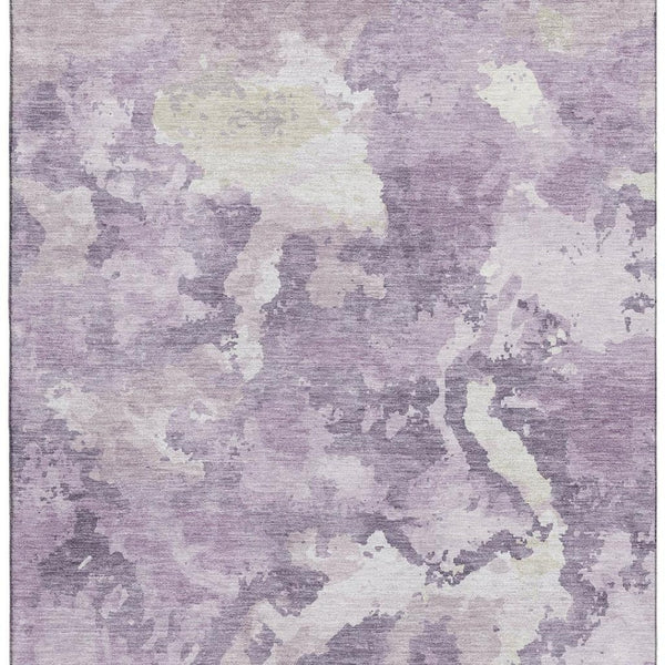 HomeRoots 10' X 14' Elegant Lavender and Ivory Abstract Washable Area Rug with UV Protection for Modern Spaces 693348