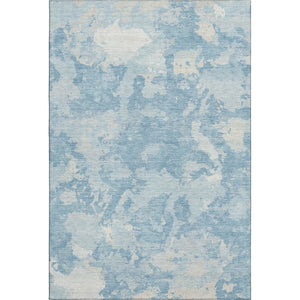 HomeRoots 5' X 8' Sky Blue & Ivory Abstract Washable Area Rug - UV Protected, Stylish & Stain Resistant Design 693350