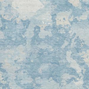 HomeRoots 9' Sky Blue and Ivory Abstract Area Rug - Stylish, Washable, UV-Protected for High-Traffic Homes 693353